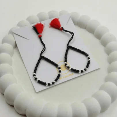 KJJ Signature 92.5 Sterling Silver Baby Nazariya – Handcrafted High-Density 2.5mm Imported Silver Ball Protective Bracelets (Set of 2)