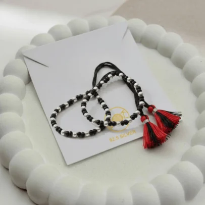 KJJ Signature 92.5 Sterling Silver Baby Nazariya – Handcrafted High-Density 2.5mm Imported Silver Ball Protective Bracelets (Set of 2)