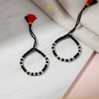 KJJ Signature 92.5 Sterling Silver Baby Nazariya – Handcrafted High-Density 2.5mm Imported Silver Ball Protective Bracelets (Set of 2)