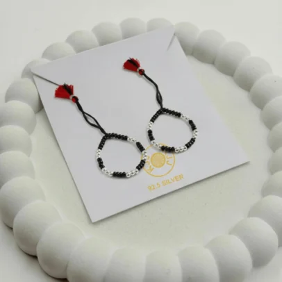 KJJ Signature 92.5 Sterling Silver Baby Nazariya – Handcrafted High-Density 2.5mm Imported Silver Ball Protective Bracelets (Set of 2)