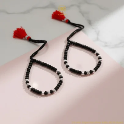 KJJ Signature 92.5 Sterling Silver Baby Nazariya – Handcrafted High-Density 2.5mm Imported Silver Ball Protective Bracelets (Set of 2)