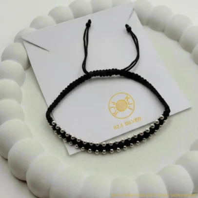 KJJ Minimalist 92.5 Sterling Silver Ladies Anklet – Handcrafted Nazar Battu Payal with 3mm Indian Silver Beads