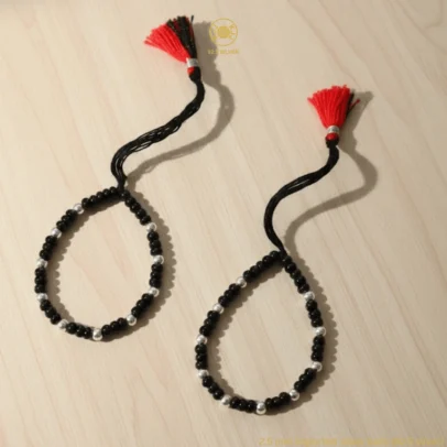 KJJ Signature 92.5 Sterling Silver Baby Nazariya – Handcrafted High-Density 2.5mm Imported Silver Ball Protective Bracelets (Set of 2)