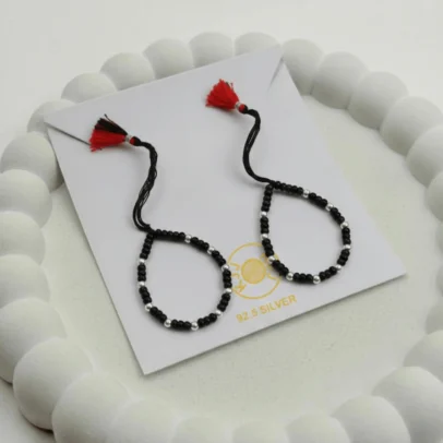 KJJ Signature 92.5 Sterling Silver Baby Nazariya – Handcrafted High-Density 2.5mm Imported Silver Ball Protective Bracelets (Set of 2)