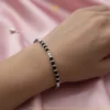 KJJ Sophisticated 92.5 Sterling Silver Ladies Bracelet – Handcrafted 3mm Imported Roundel & Black Bead Bracelet with Adjustable Lock