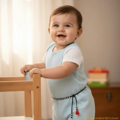 KJJ Essential 92.5 Sterling Silver Baby Kamarband – Handcrafted Minimalist Waist Chain with Pure Silver Accents