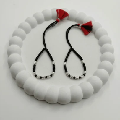 KJJ Radiant 92.5 Sterling Silver Baby Nazariya – Handcrafted High-Density 2.5mm Star-Cut Silver Ball Protective Bracelets (Set of 2)