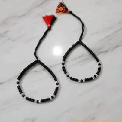 KJJ Signature 92.5 Sterling Silver Baby Nazariya – Handcrafted High-Density 2.5mm Imported Silver Ball Protective Bracelets (Set of 2)